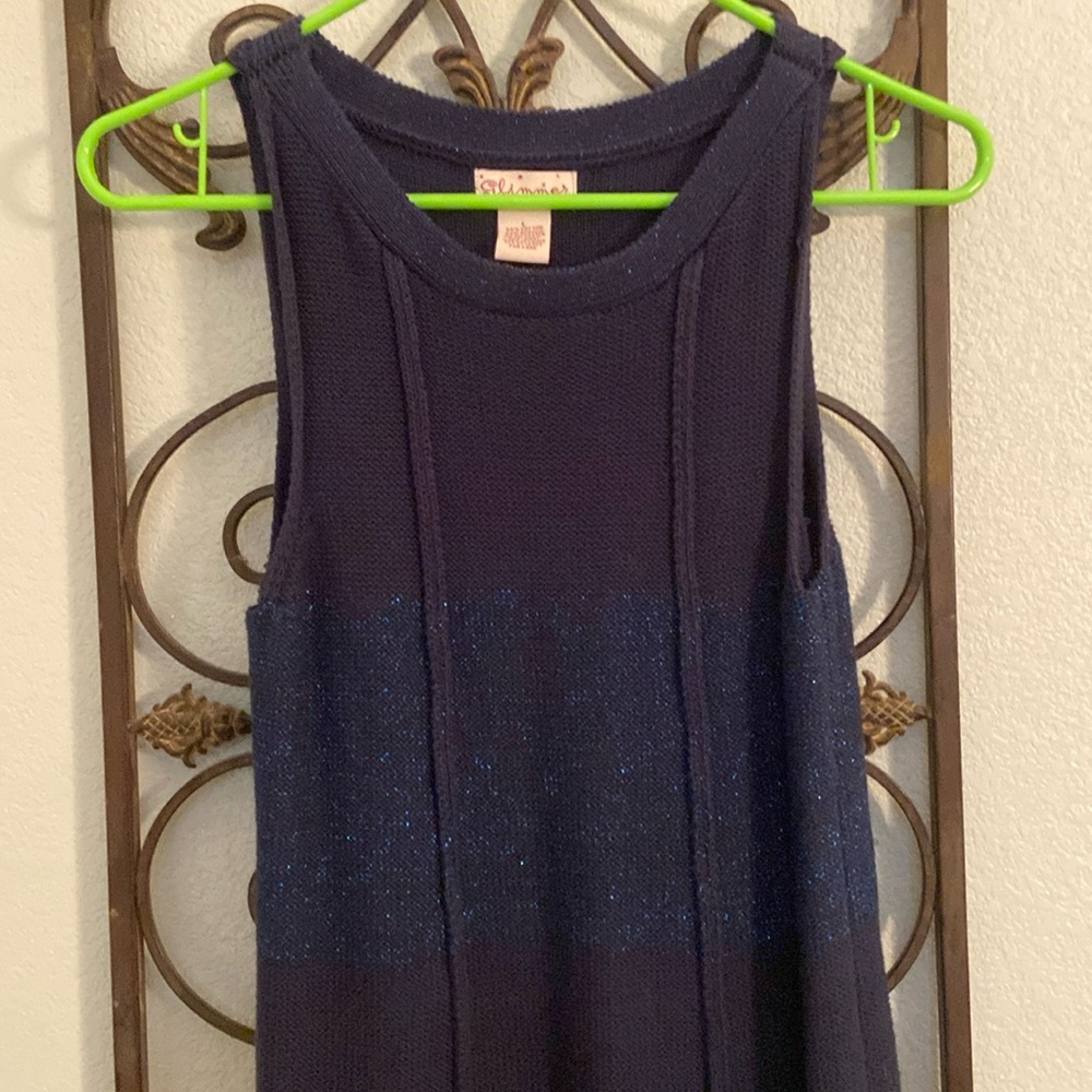 Black and blue-shimmer sweater dress